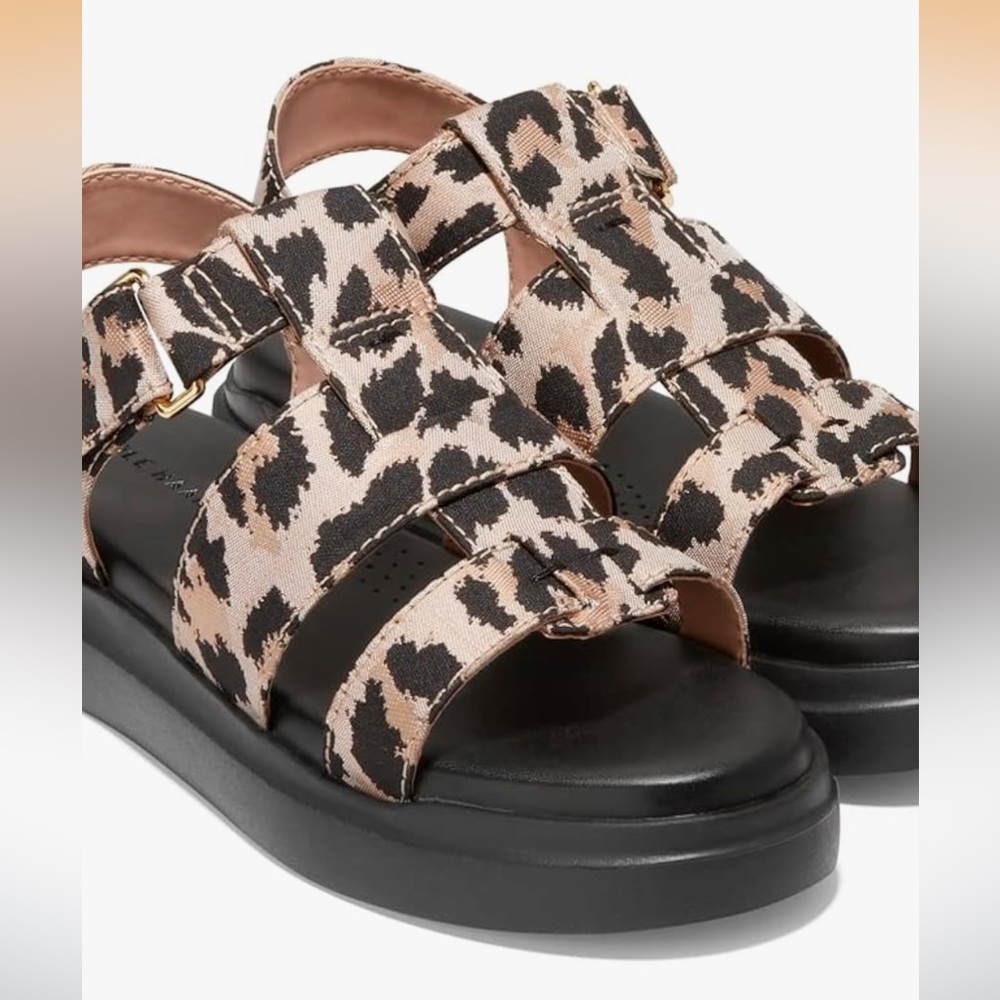 Cole Haan Women’s Grand Pro Rally Leopard Jacquard Print Sandal. 
Size 6B Med.